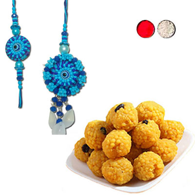 "Rakhi - BBR-916 A (Single Rakhi), 500gms of Laddu - Click here to View more details about this Product